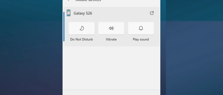 Управление смартфоном Android в быстрых параметрах Windows 11